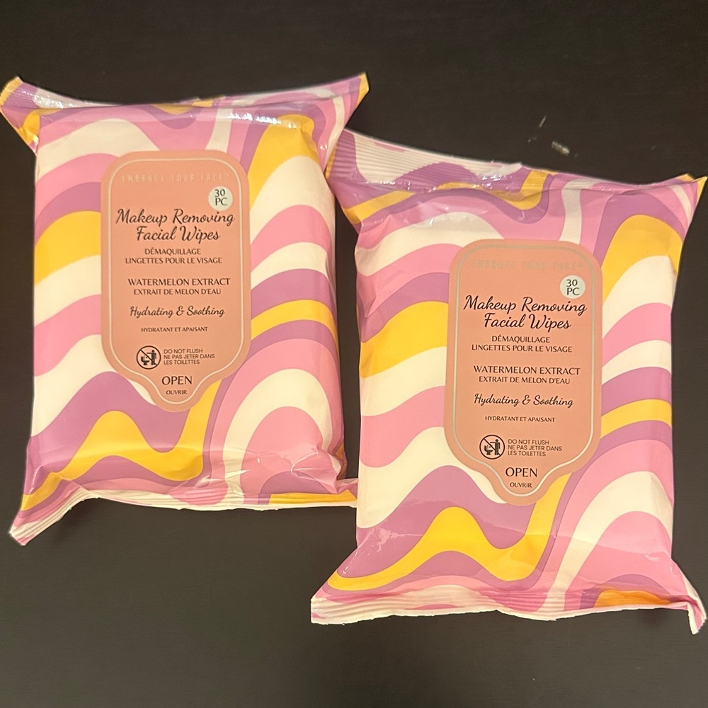 2 Embrace Your Face Makeup Removing Facial Wipes Hydrating & Soothing Watermelon